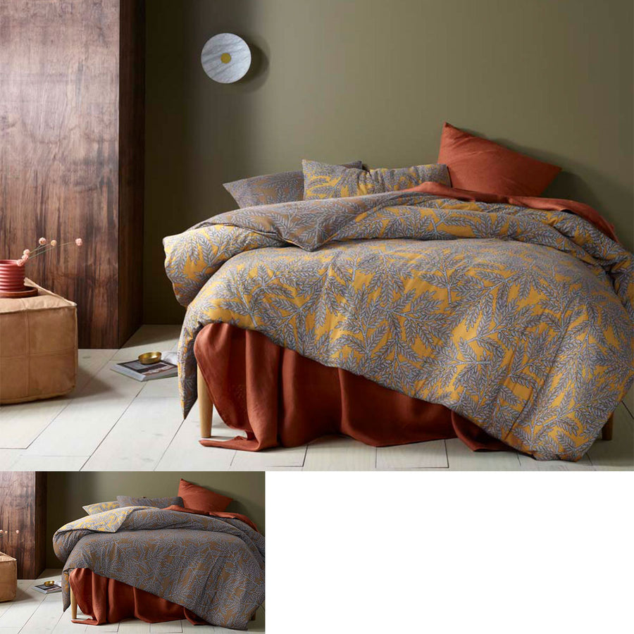 Accessorize Clove Washed Cotton Printed Reversible Quilt Cover Set King - Foliage Print, 100% Cotton - SuperSaverAU - view 1
