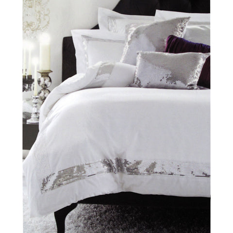 Accessorize Sequins White Cotton Quilt Cover Set 140 x 210 cm - Luxury Design - SuperSaverAU - view 1