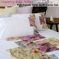 Accessorize Country Rose White Quilt Cover Set - Single, Floral Patchwork Design - SuperSaverAU - view 2