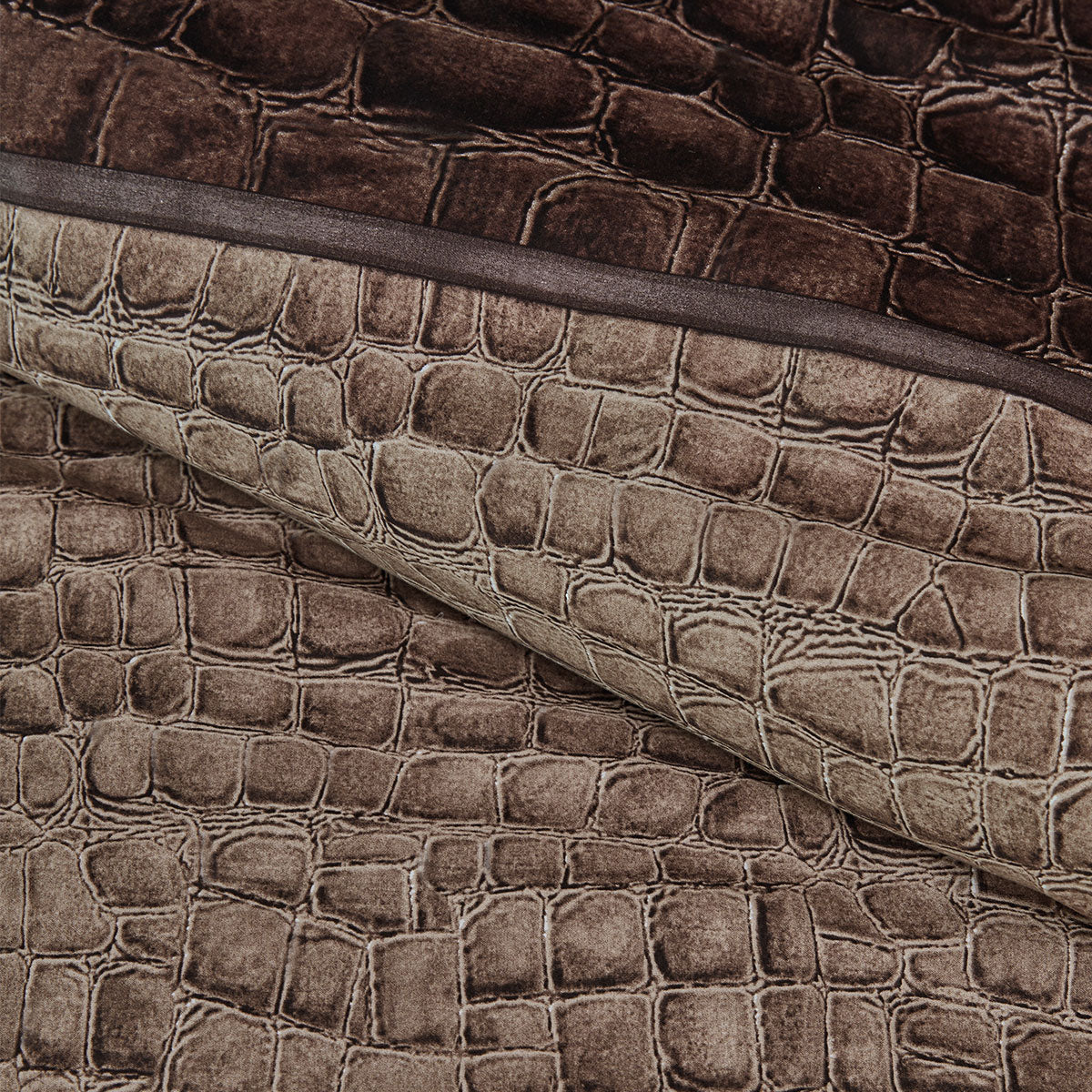 Riviera Maison Croco Brown Cotton Quilt Cover Set King - Crocodile Skin Print, 144 TC - SuperSaverAU - view 2