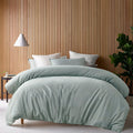 Accessorize 400TC Bamboo Cotton Quilt Cover Set – Single Sage, Sateen Double Stitch