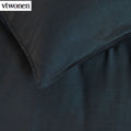 VTWonen Earth Dark Blue Quilt Cover Set King - 100% Cotton, Solid Colour Design - SuperSaverAU - view 2