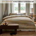 Bedding House Elie King Cotton Sateen Quilt Cover Set - Natural Stripes - SuperSaverAU - view 2