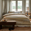 Bedding House Elie Queen Cotton Sateen Quilt Cover Set - Natural Stripes - SuperSaverAU - view 1