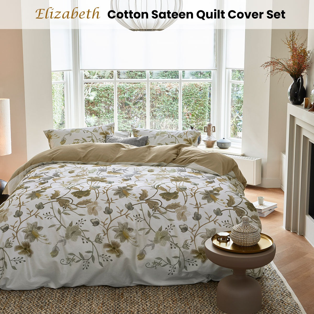 Bedding House Elizabeth White Cotton Sateen Quilt Cover Set King - SuperSaverAU - view 2