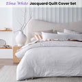 Accessorize Elma White Jacquard Quilt Cover Set Queen - Timeless Design, Comfort - SuperSaverAU - view 2