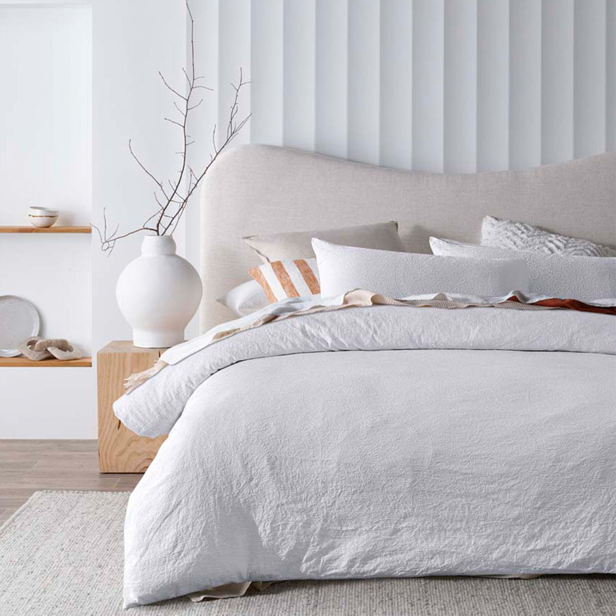 Accessorize Elma White Jacquard Quilt Cover Set Super King - Timeless Design - SuperSaverAU - view 1