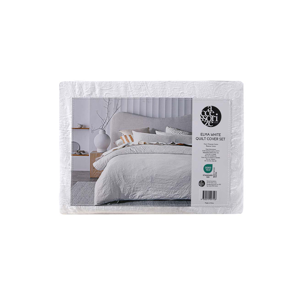 Accessorize Elma White Jacquard Quilt Cover Set Super King - Timeless Design - SuperSaverAU - view 4