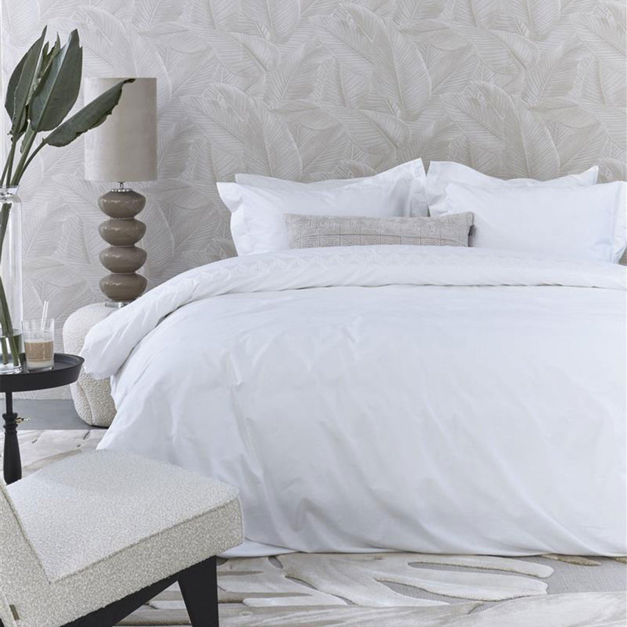 Riviera Maison Elowen White Cotton Quilt Cover Set King - Embroidered Design - SuperSaverAU - view 1