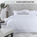 Riviera Maison Elowen White Cotton Quilt Cover Set Queen - Embroidered Design - SuperSaverAU - view 1