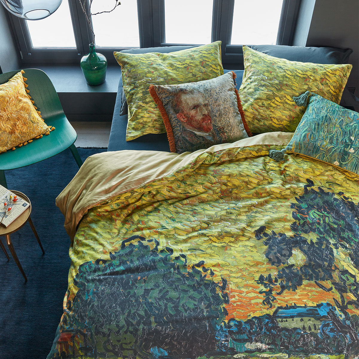 Beddinghouse Van Gogh Evening Twilight Ochre Cotton Sateen Quilt Cover Set Queen - SuperSaverAU - view 1