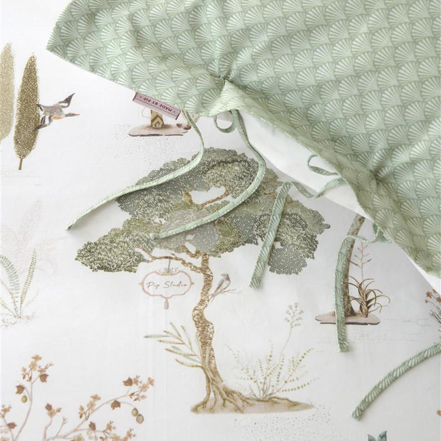 PIP Studio Giardini di Frutta White Cotton Quilt Cover Set Queen - Palm/Fruit Trees Print - SuperSaverAU - view 1