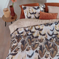 Bedding House Giselle Natural Cotton Sateen Quilt Cover Set Queen - Feathers Print, 220 TC - SuperSaverAU - view 1