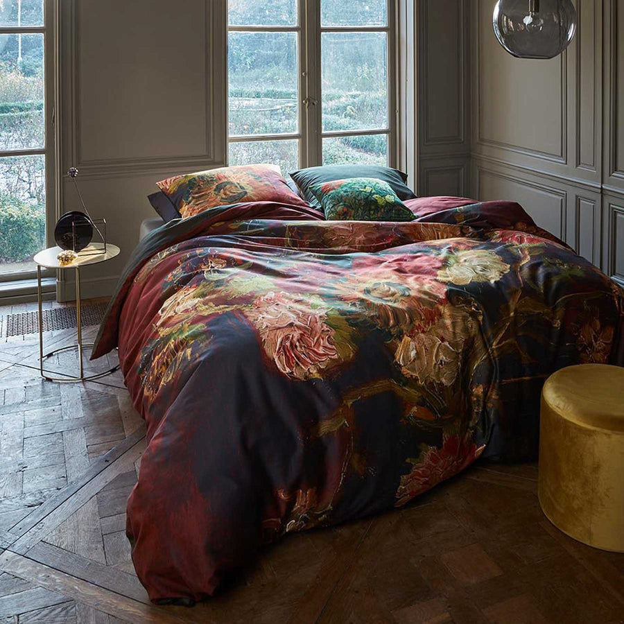 Bedding House Gladioli Red Floral Print Quilt Cover Set 180 x 210 cm - SuperSaverAU - view 1
