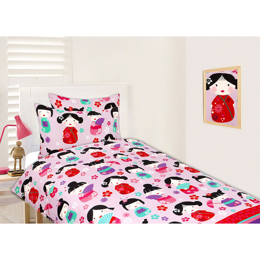 Happy Kids Glow in the Dark Quilt Cover Set China Doll Double - Soft Polyester - SuperSaverAU - view 1