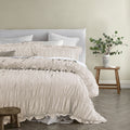 Vintage Design Haven Natural Washed Cotton Ruched Quilt Cover Set King - SuperSaverAU - view 1