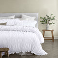Vintage Design Haven White Washed Cotton Ruched Quilt Cover Set King - SuperSaverAU - view 1
