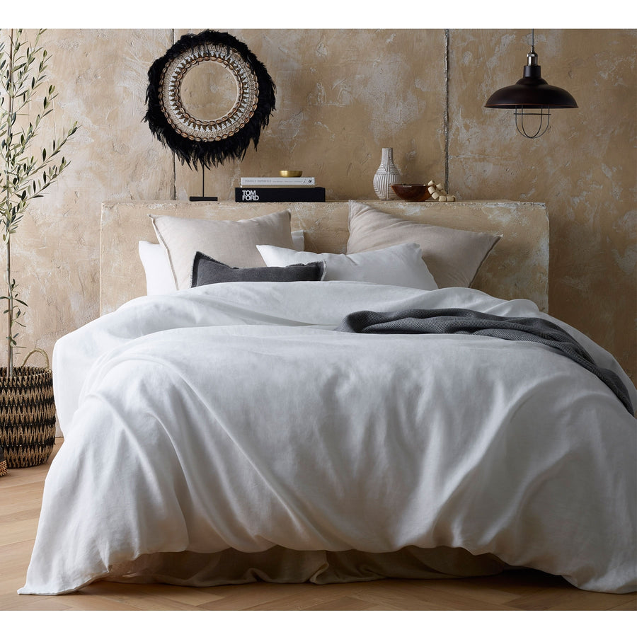 Vintage Homewares White 100% Hemp Quilt Cover Set Super King - Breathable, Anti-bacterial - SuperSaverAU - view 1