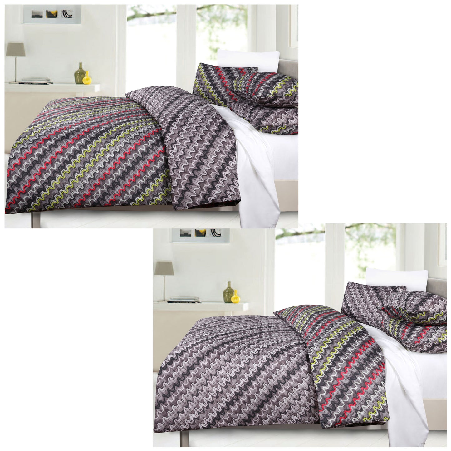 Hoxton Reversible Quilt Cover Set - Queen, Soft Feel Microfibre, Machine Washable