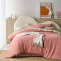 Vintage Design Homewares Hugo Clay Cotton Gauze Quilt Cover Set Queen - Solid Colour Design - SuperSaverAU - view 1