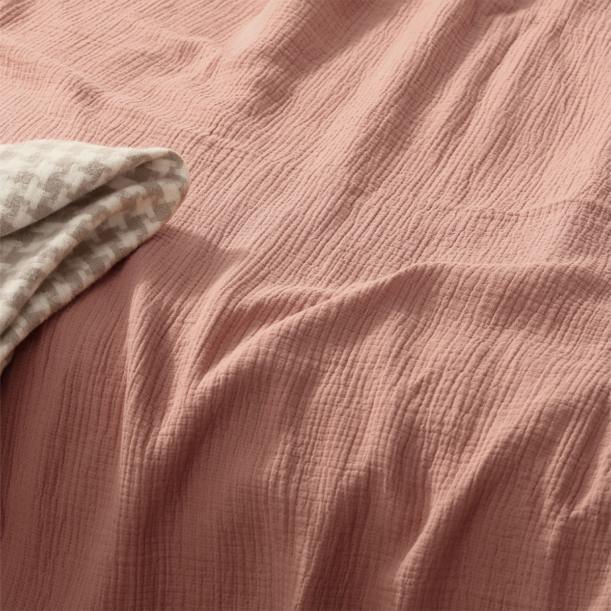 Vintage Design Homewares Hugo Clay Cotton Gauze Quilt Cover Set Queen - Solid Colour Design - SuperSaverAU - view 3