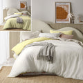Vintage Design Homewares Hugo Reversible White Butter Cotton Quilt Cover Set Queen - SuperSaverAU - view 1