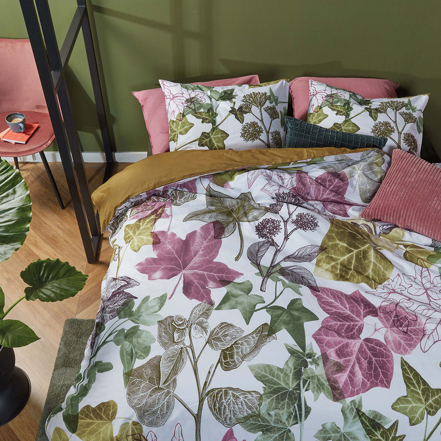 Bedding House Ivy Multi Cotton Quilt Cover Set King - Leaves Print Design, 144 TC - SuperSaverAU - view 1