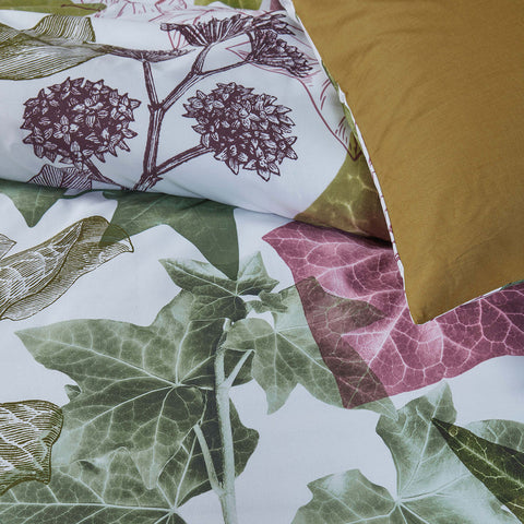 Bedding House Ivy Multi Cotton Quilt Cover Set Queen - Leaves Print Design - SuperSaverAU - view 1
