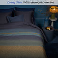 Bedding House Lenny Cotton Sateen Quilt Cover Set 220TC - Blue, King