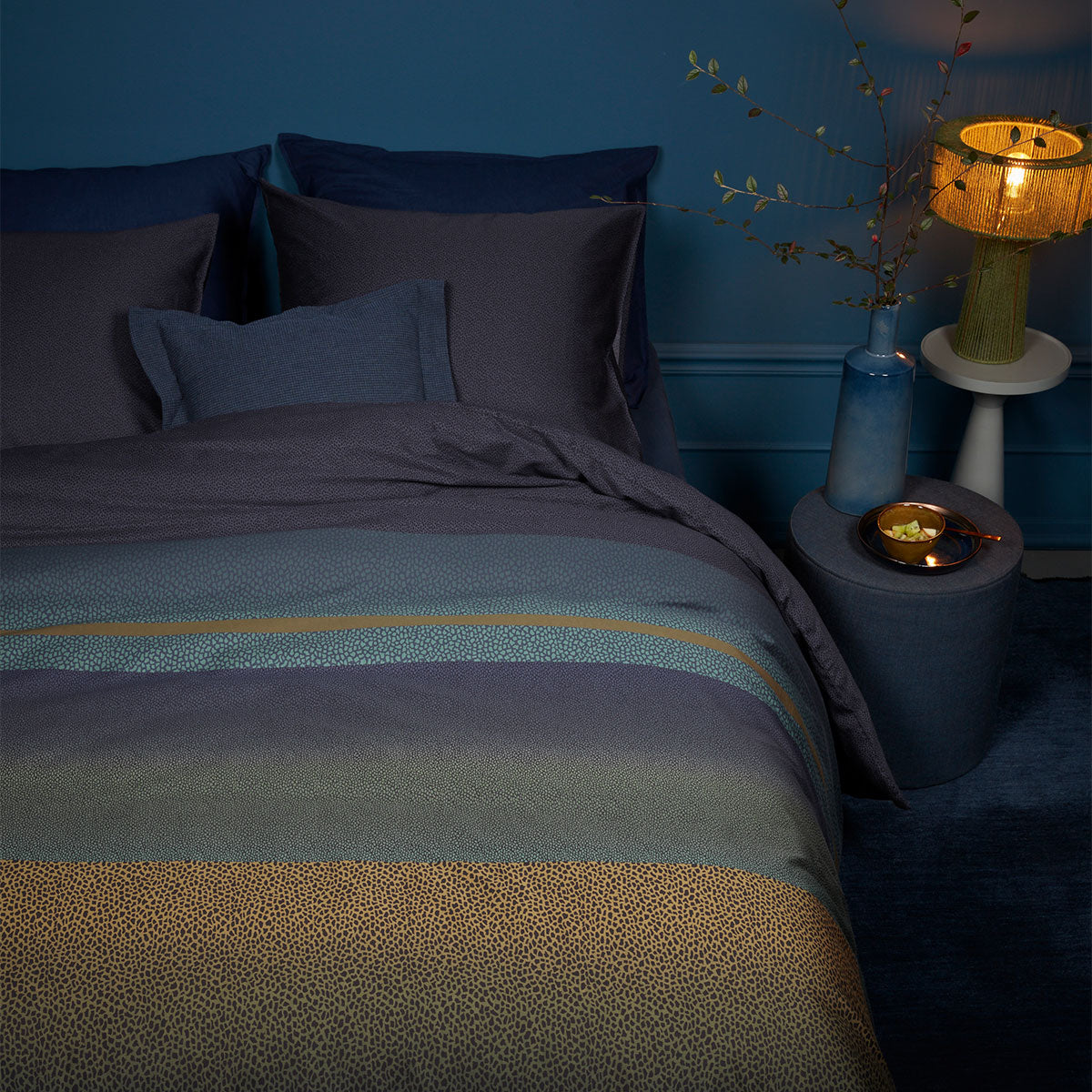 Bedding House Lenny Cotton Sateen Quilt Cover Set 220TC - Blue, Queen