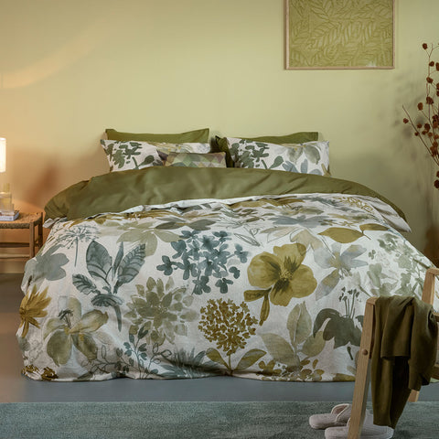 Bedding House Lilian Queen Cotton Percale Quilt Cover Set - Green Foliage - SuperSaverAU - view 1