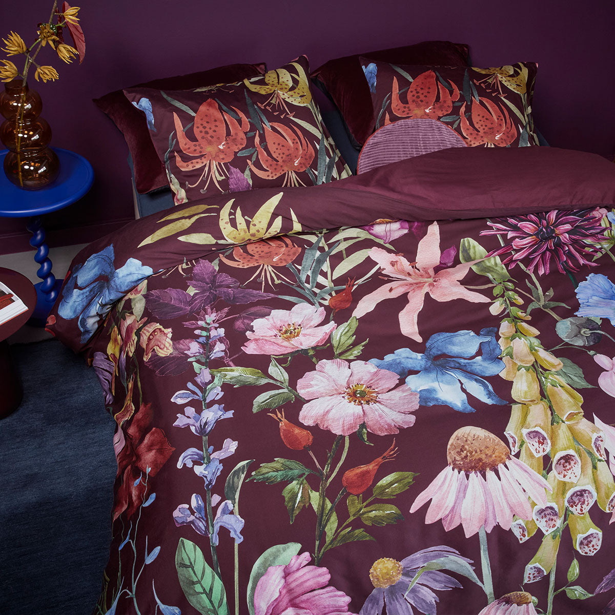 Bedding House Lily Cotton Sateen Floral Quilt Cover Set 220TC - Multi, Queen