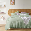 Vintage Design Homewares Pistachio French Linen Quilt Cover Set King - 100% Linen - SuperSaverAU - view 1