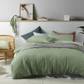 Accessorize Linen Quilt Cover Set with Solid Colour Design - Sage, King