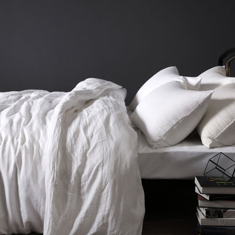 Vintage Design Homewares 100% Linen White Quilt Cover Set 180x210 cm - SuperSaverAU - view 1