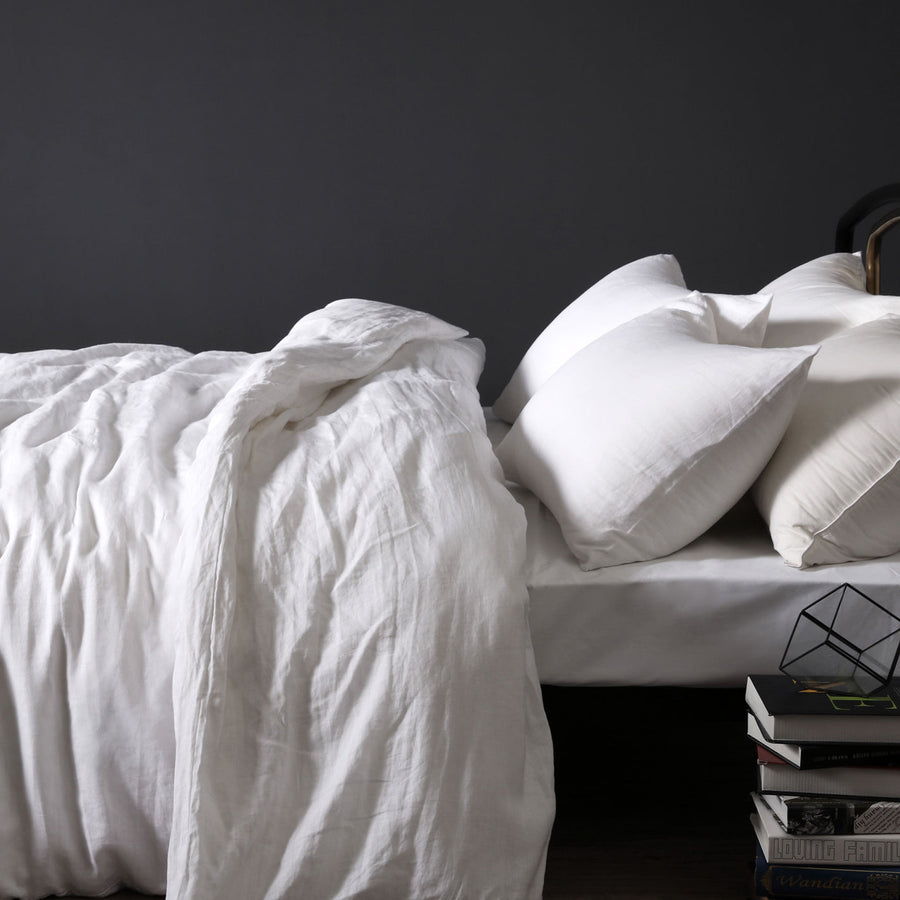 Vintage Design Homewares 100% Linen White Quilt Cover Set 180x210 cm - SuperSaverAU - view 1