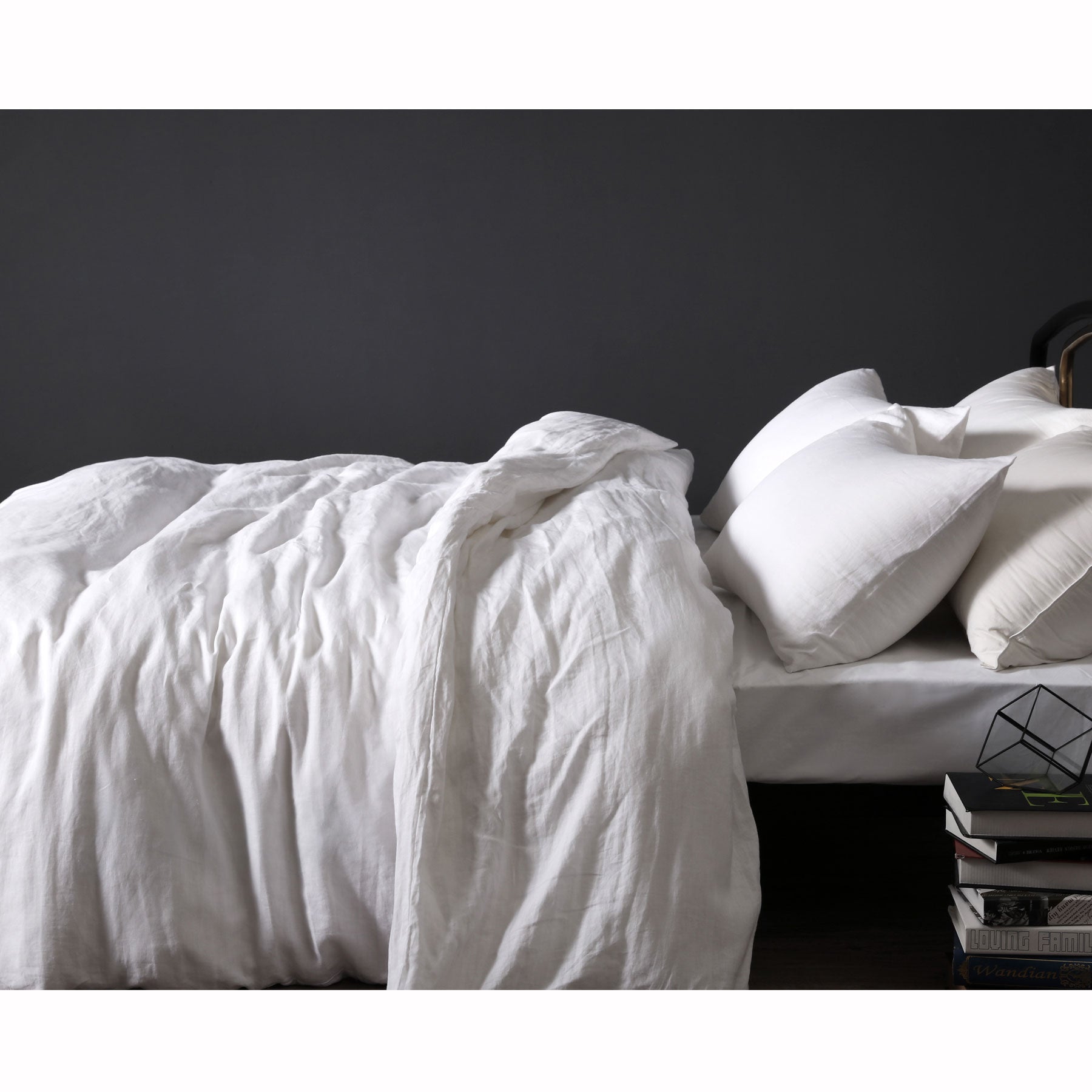 Vintage Design Homewares 100% Linen White Quilt Cover Set Single - Solid Colour Design - SuperSaverAU - view 1