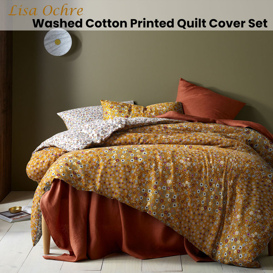 Accessorize Floral Printed Quilt Cover Set Queen - 100% Cotton, Machine Washable - SuperSaverAU - view 1
