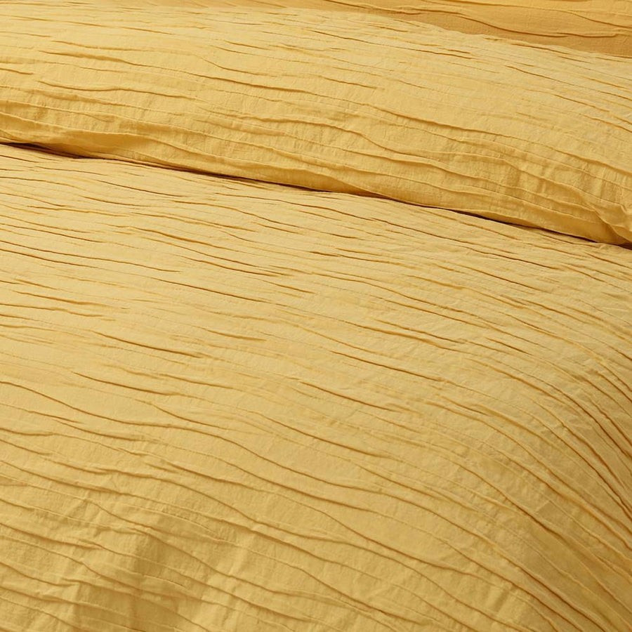 Vintage Design Homewares Malvern Ochre Cotton Quilt Cover Set Queen - Texture Design - SuperSaverAU - view 1