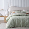Vintage Design Homewares Malvern Sage Cotton Quilt Cover Set King - 100% Cotton, Texture Design - SuperSaverAU - view 1