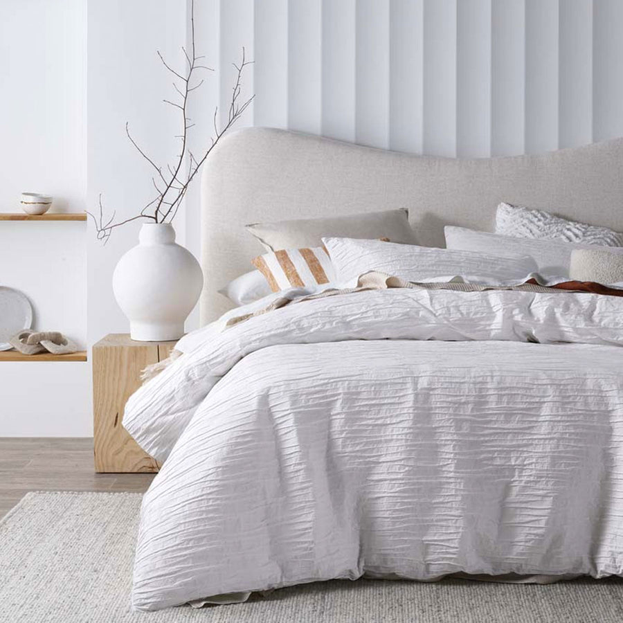 Vintage Design Homewares Malvern Cotton Quilt Cover Set - White, Single