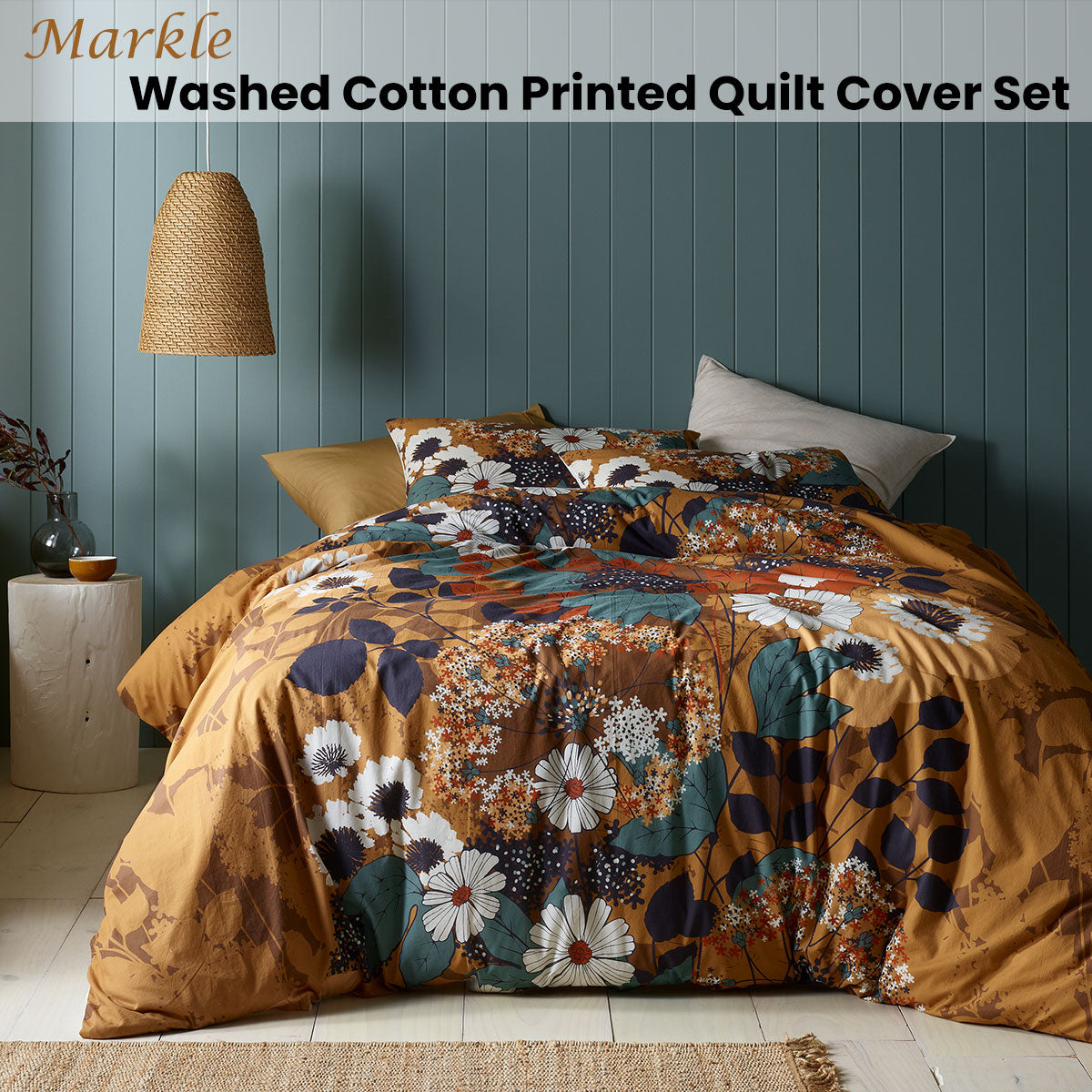 Accessorize Floral Printed Quilt Cover Set 100% Cotton Queen - SuperSaverAU - view 2