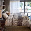 Bedding House Mathis Cotton Geometric Quilt Cover Set 144TC - Natural, King