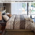 Bedding House Mathis Cotton Geometric Quilt Cover Set 144TC - Natural, Queen
