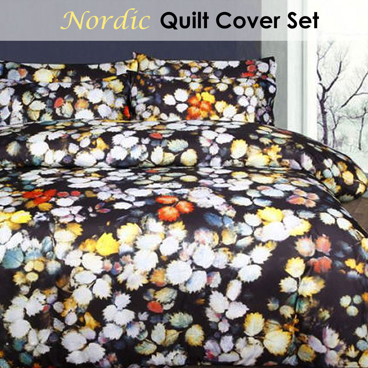 Big Sleep Nordic Multi Quilt Cover Set Double - Floral Print, 180 Thread Count