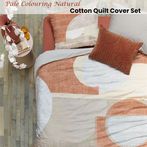 VTWonen Pale Colouring Natural Cotton Quilt Cover Set Queen - Geometric Print Design - SuperSaverAU - view 1