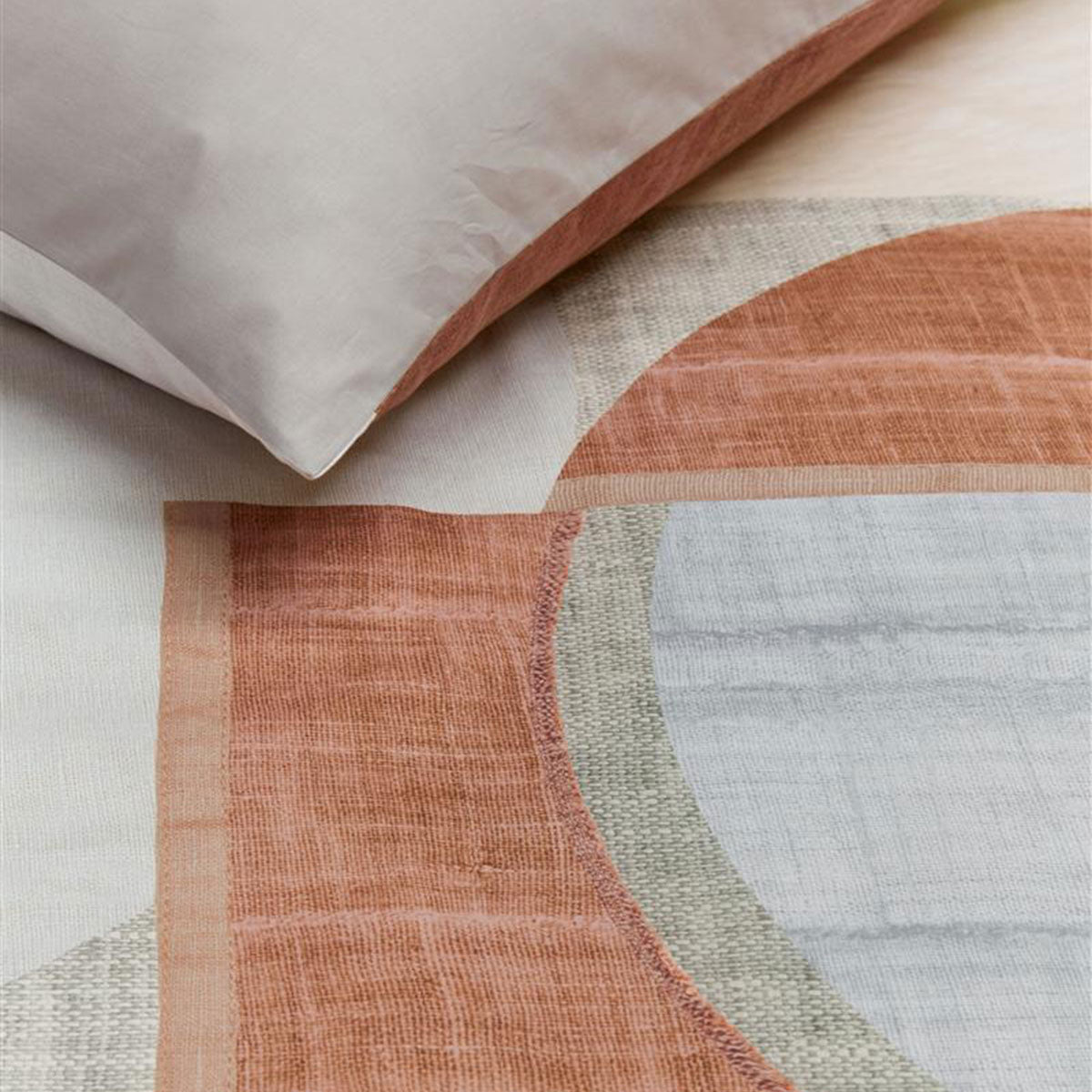 VTWonen Pale Colouring Natural Cotton Quilt Cover Set Queen - Geometric Print Design - SuperSaverAU - view 2