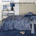 Bedding House Pantalla Blue Bamboo Cotton Quilt Cover Set King - Floral Design, All Seasons - SuperSaverAU - view 1