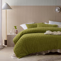 Vintage Design Homewares Parquet Cacti Green Quilt Cover Set King - Chenille Grid Pattern - SuperSaverAU - view 1