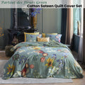 Bedding House Van Gogh Floral Quilt Cover Set Green Cotton Sateen King - SuperSaverAU - view 1